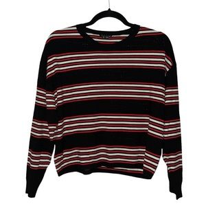 Theory Stripped Sweater Sz S Black Red White Long Sleeve
